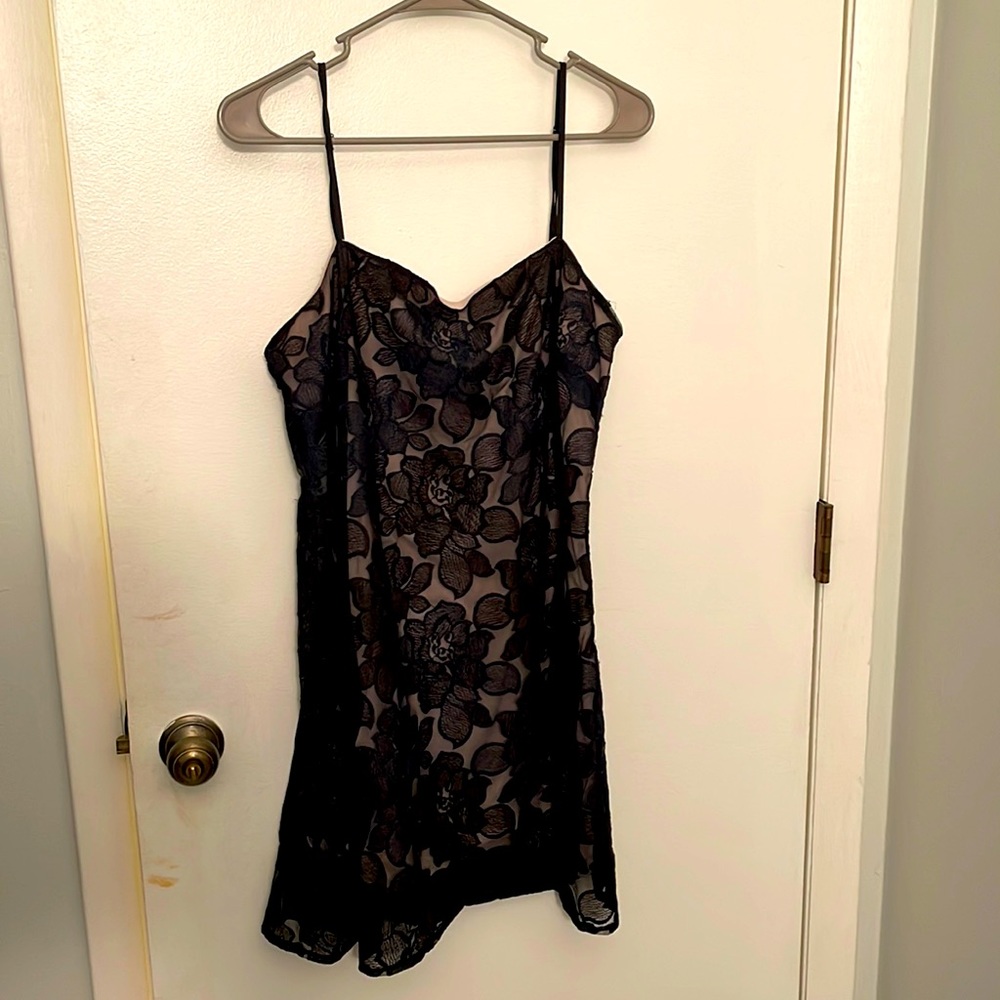 Black lace mini dress